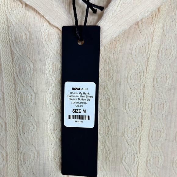 NWT Nova Men check my bank statement knit textured button down size M - Picture 3 of 8
